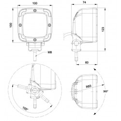 Phare de travail Noir à LEDS Magnétique - I060050