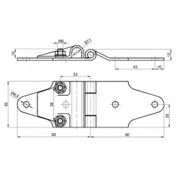 Charnière support de roulette pour porte relevante - T990018