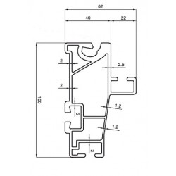 D850010C6000 - PROFIL DE RIVE LATERAL-PLANCHER ALU/ Longueur 6m