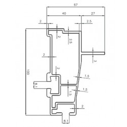 D850020 - PROFIL DE RIVE ARRIERE -PLANCHER ALU/ Longueur 4,8m