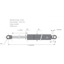 J990078 - VERIN GAZ DIA 10mm - C250 - L600