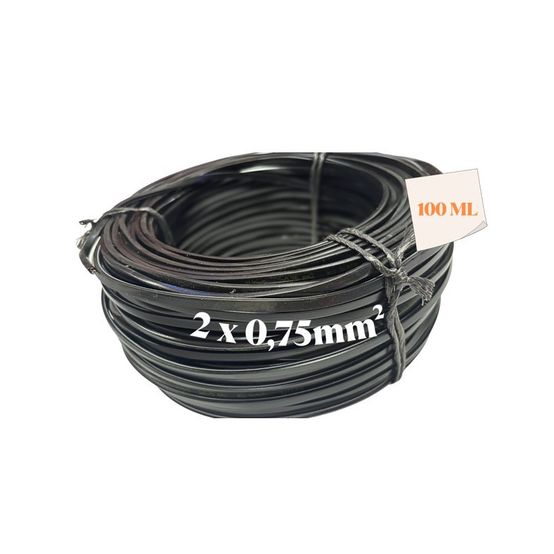 I852695C100 - CABLE PLAT 2x0,75 NOIR L100