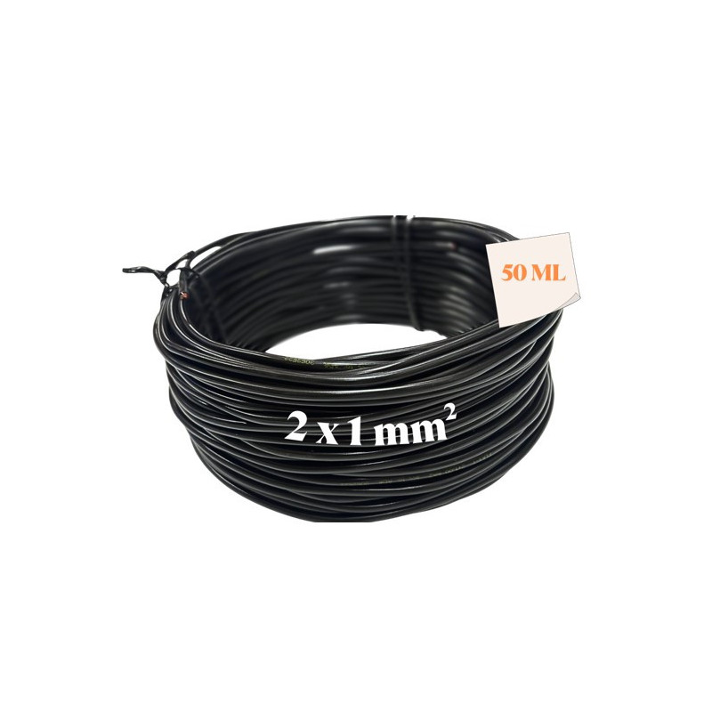 I852701C50 - CABLE ELECTRIQUE / FIL 2x1mm2 Noir (50m)