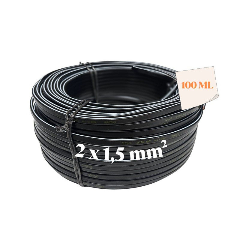 I852710C100 - CABLE PLAT 2x1,5 NOIR  L100