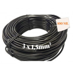 I852720C100 - CABLE ELECTRIQUE / FIL 3x1,5 mm Noir (100m)  Rouleau : 100M de câble électrique 3x1.5mm², fil souple Noir