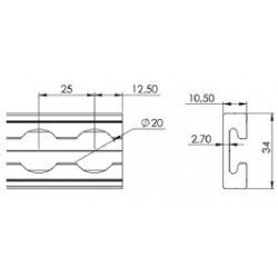 RAIL ALU AERO/poser L3000mm/largeur 34mm/Epaisseur 10,50mm