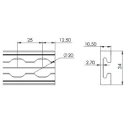 RAIL ALU AERO/poser L2000mm/largeur 34mm/Epaisseur 10,50mm