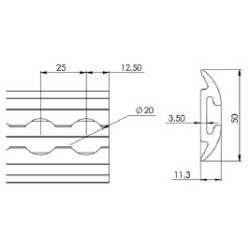 RAIL ALU AERO/poser L3000mm/ largeur 50mm/Epaisseur 11,3mm - T100623