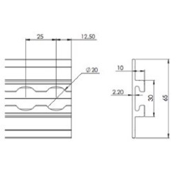 RAIL ALU AERO/poser L2000mm/ largeur 65mm / Epaisseur 10mm - T100612