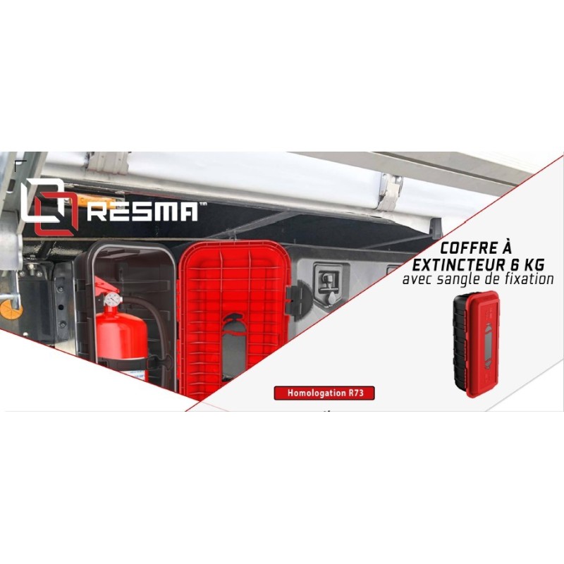 COFFRE EXTINCTEUR 6 KG Rouge corps noir  Avec vitre - A450190