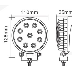 PHARE TRAVAIL ROND 9 LED 1620lm - I060009