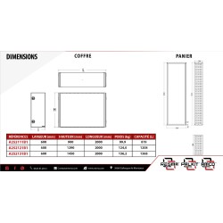 COFFRE ARRIERE CABINE EN ACIER PEINT BLANC 600 x1450x2000mm