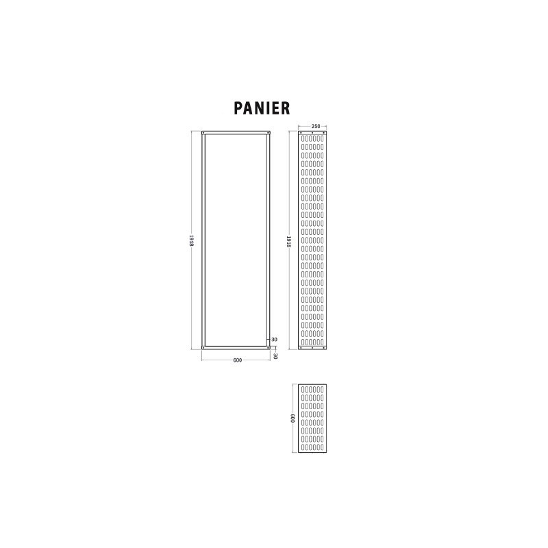 PANIER PERFORE EN ACIER PEINT BLANC 600x250x1918mm