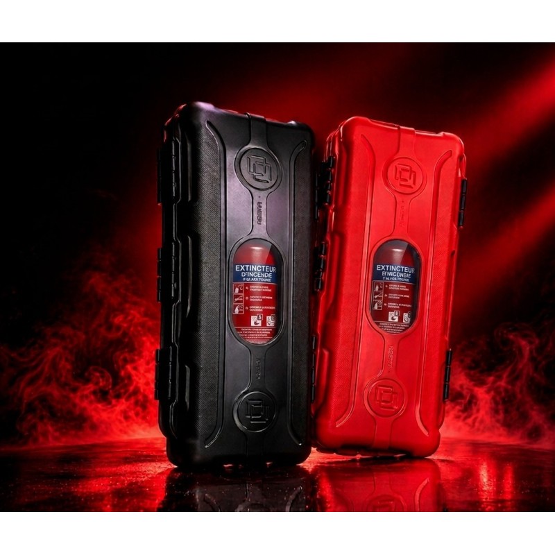 COFFRE  A EXTINCTEUR 6 KG ROUGE V4 Avec vitre + Extincteur 6KG
