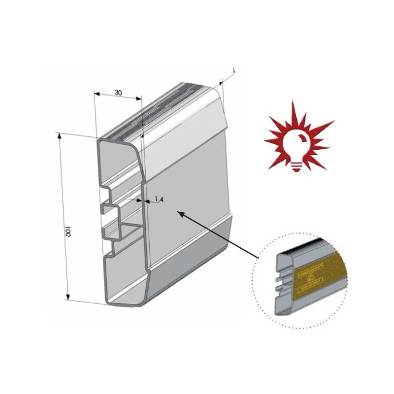 PROFIL PARE-CYCLISTES ALUMINIUM  ANODISE L3500mm