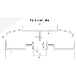 PROFIL PARE CYCLISTES ALUMINIUM  LAQUE NOIR  L3500mm