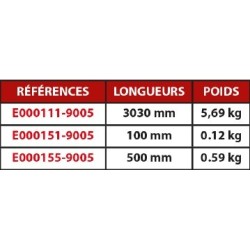 PROFIL D'ANGLE ALUMINIUM PEINTURE LAQUEEE NOIRE RAL 9005 LONGUEUR 3030mm