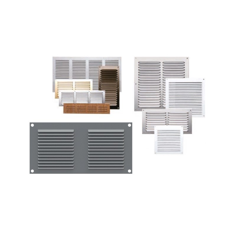 GRILLE D'AERATION EN ALUMINIUM H200x200 mm Argent