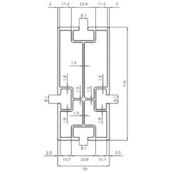 PROFIL DE SOUS BASSEMENT LONGERON HAUTEUR 110/ ALU BRUT / Longueur 5,8m