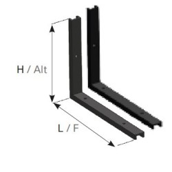 SUPPORT ACIER  FIXATION CHASSIS 630X630 mm (jeu de 2) Finition peinture noire