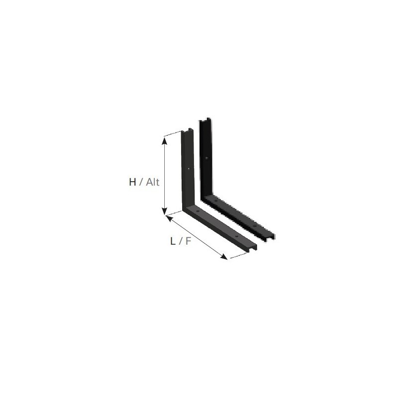 SUPPORT ACIER  FIXATION CHASSIS 630X630 mm (jeu de 2) Finition peinture noire