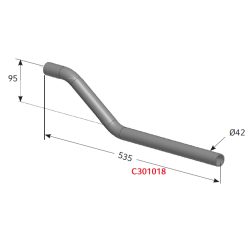 SUPPORT D'AILE - TUBE DE FIXATION DEPORTES coud.Ø42 ACIER ZINGUE