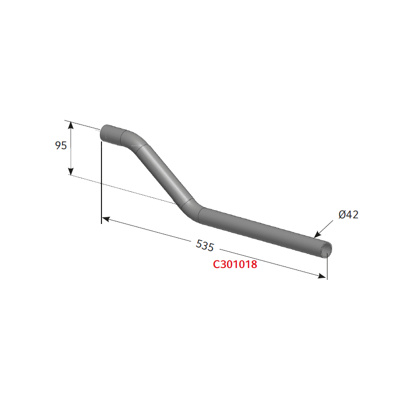 SUPPORT D'AILE - TUBE DE FIXATION DEPORTES coud.Ø42 ACIER ZINGUE