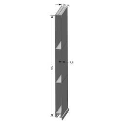 PROFIL MONOBLOC ALUMINIUM POUR RIDELLE EN 25 MM HAUTEUR 400  ANODISE  LG 6,5M