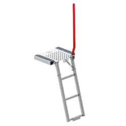 Marche-pied suspendu avec palier et cornières de fixation, avec main courante