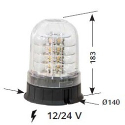 GYROPHARE A LEDS 4 ETAGES AVEC CABOCHON BLANC