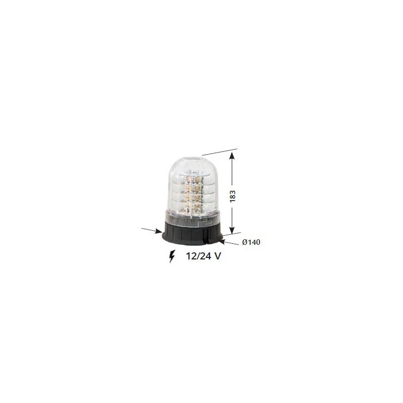 GYROPHARE A LEDS 4 ETAGES AVEC CABOCHON BLANC