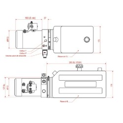 CENTRALE HYDRAULIQUE 12V / RESERVOIR 8 L + COMMANDE